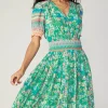 Current Air Midi Dresses-Bordered Floral Print Midi Dress GREENMULTI