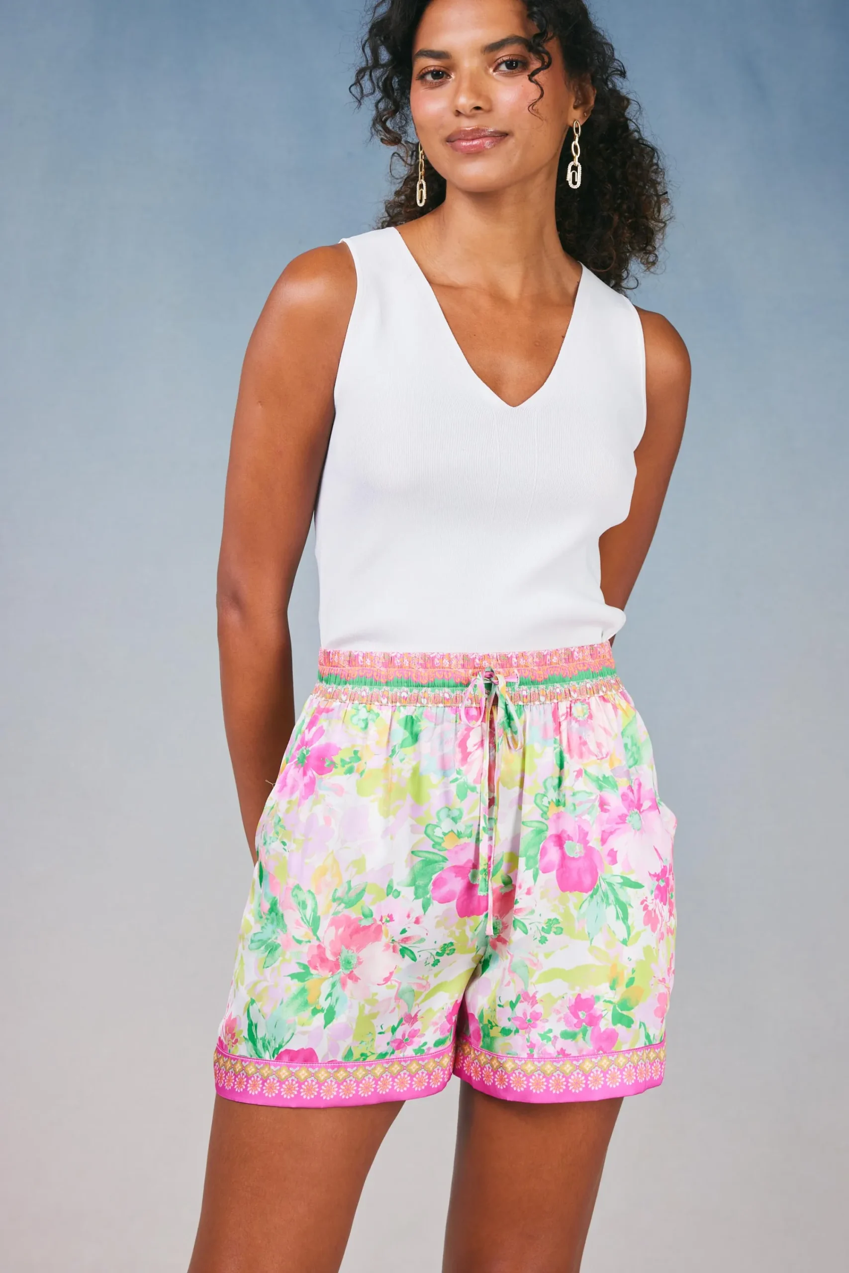 Current Air Shorts-Botanical Watercolor Shorts PINKMLTFLORAL