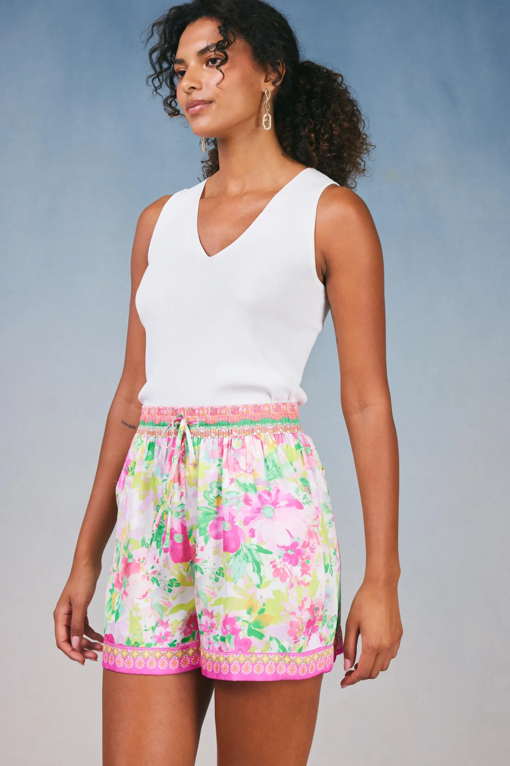 Current Air Shorts-Botanical Watercolor Shorts PINKMLTFLORAL