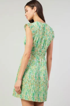 Current Air Mini Dresses-Briene Pleated Mini Dress GREENMLT