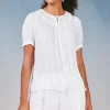 Current Air Short Sleeve Tops-Brooklyn Crinkle Top WHITE