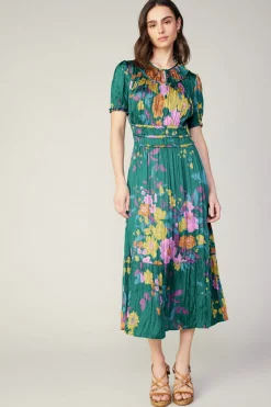 Current Air Midi Dresses-Brooklyn Floral Midi Dress GREENFLORAL
