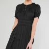Current Air Midi Dresses-Brooklyn Pleated Midi Dress BLACK