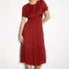 Current Air Midi Dresses-Brooklyn Pleated Midi Dress RED