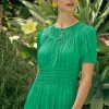 Current Air Midi Dresses-Brooklyn Pleated Midi Dress DEEPSPRINGGREEN
