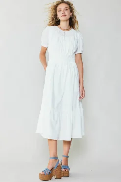 Current Air Midi Dresses-Brooklyn Poplin Midi Dress WHITE