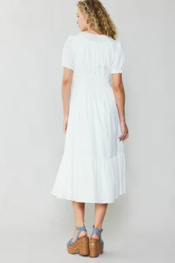Current Air Midi Dresses-Brooklyn Poplin Midi Dress WHITE