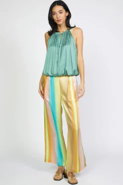 Current Air Sleeveless Tops-Bubble Hem Blouse SAGEGREEN