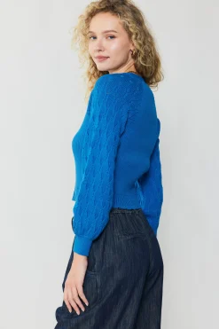 Current Air Cardigans | Long Sleeve Tops-Button Cardigan BLUE