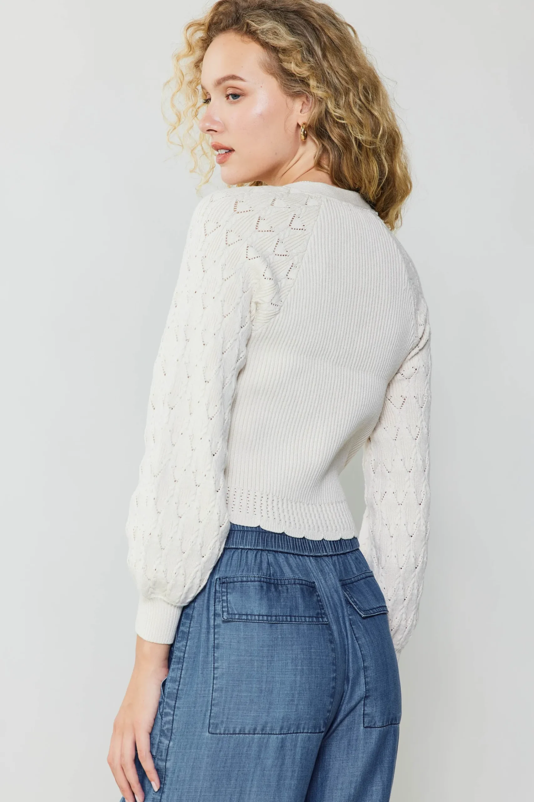 Current Air Cardigans | Long Sleeve Tops-Button Cardigan CREAM