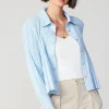 Current Air Long Sleeve Tops-Button Down Pleated Top PASTELBLUE