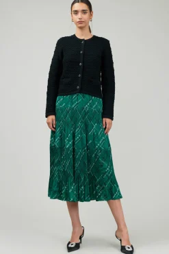Current Air Cardigans-Button Up Tweed Cardigan BLACK