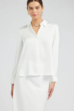Current Air Long Sleeve Tops-Buttonup Collared Shirt OFFWHITE