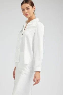 Current Air Long Sleeve Tops-Buttonup Collared Shirt OFFWHITE