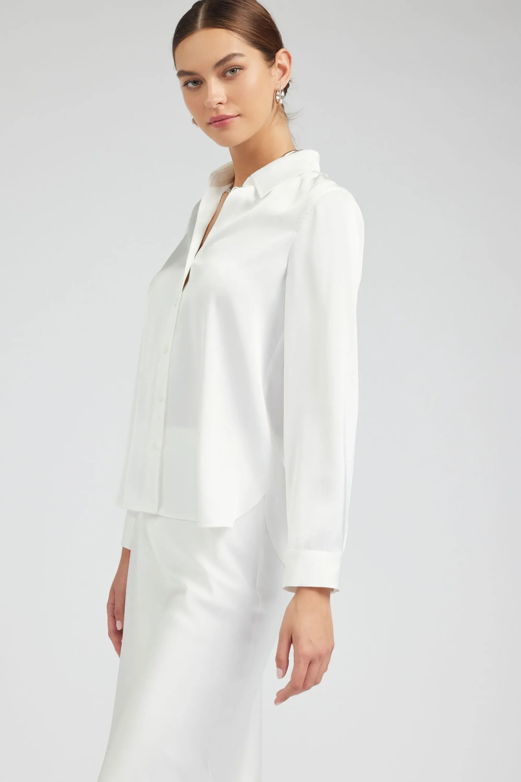 Current Air Long Sleeve Tops-Buttonup Collared Shirt OFFWHITE