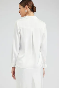 Current Air Long Sleeve Tops-Buttonup Collared Shirt OFFWHITE