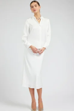 Current Air Long Sleeve Tops-Buttonup Collared Shirt OFFWHITE