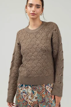Current Air Knitwear | Sweaters-Cable Knit Sweater COCOA