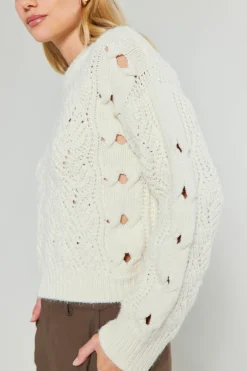 Current Air Knitwear | Sweaters-Cable Knit Sweater IVORY
