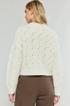 Current Air Knitwear | Sweaters-Cable Knit Sweater IVORY