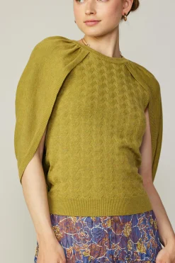 Current Air Sweaters-Cape Layered Sweater Top OLIVEMUSTARD