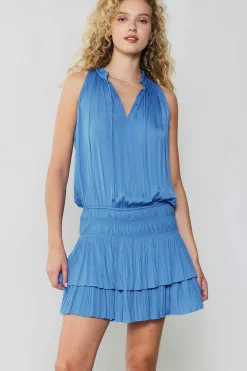Current Air Mini Dresses-Cara Pleated Mini Dress FADEDBLUE