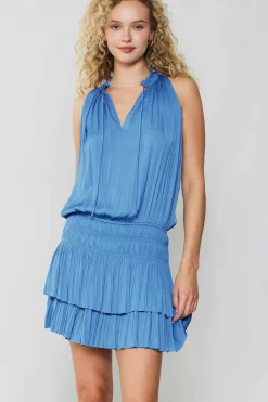 Current Air Mini Dresses-Cara Pleated Mini Dress FADEDBLUE