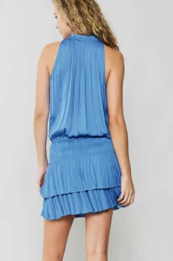 Current Air Mini Dresses-Cara Pleated Mini Dress FADEDBLUE