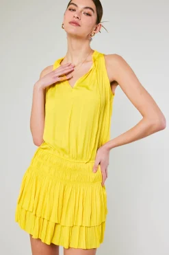 Current Air Mini Dresses-Cara Pleated Mini Dress SUNNYYELLOW