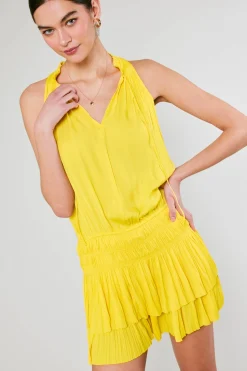 Current Air Mini Dresses-Cara Pleated Mini Dress SUNNYYELLOW