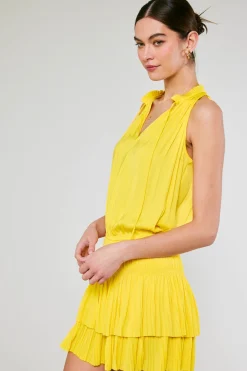 Current Air Mini Dresses-Cara Pleated Mini Dress SUNNYYELLOW