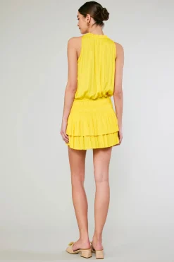 Current Air Mini Dresses-Cara Pleated Mini Dress SUNNYYELLOW