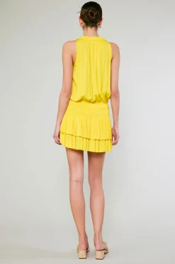 Current Air Mini Dresses-Cara Pleated Mini Dress SUNNYYELLOW