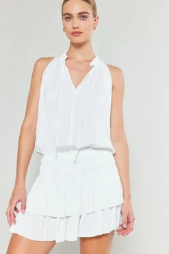 Current Air Mini Dresses-Cara Sleeveless Pleated Mini Dress WHITE