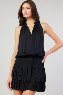 Current Air Mini Dresses-Cara Sleeveless Pleated Mini Dress BLACK