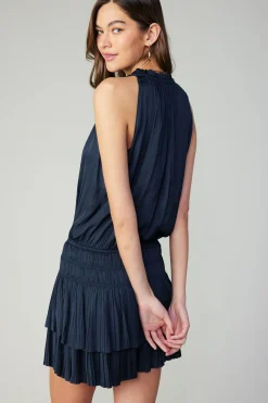 Current Air Mini Dresses-Cara Sleeveless Pleated Mini Dress DARKNAVY