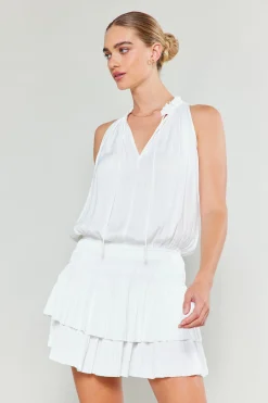 Current Air Mini Dresses-Cara Sleeveless Pleated Mini Dress WHITE