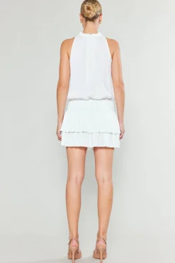Current Air Mini Dresses-Cara Sleeveless Pleated Mini Dress WHITE