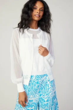 Current Air Knitwear | Cardigans-Cardigan Cami Set WHITE