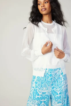 Current Air Knitwear | Cardigans-Cardigan Cami Set WHITE