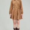 Current Air Mini Dresses-Carmel Corduroy Mini Dress LIGHTBROWN