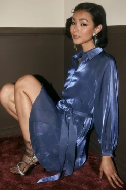 Current Air Mini Dresses-Carmel Lustrous Mini Dress MIDNIGHTBLUE