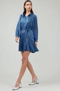 Current Air Mini Dresses-Carmel Lustrous Mini Dress MIDNIGHTBLUE