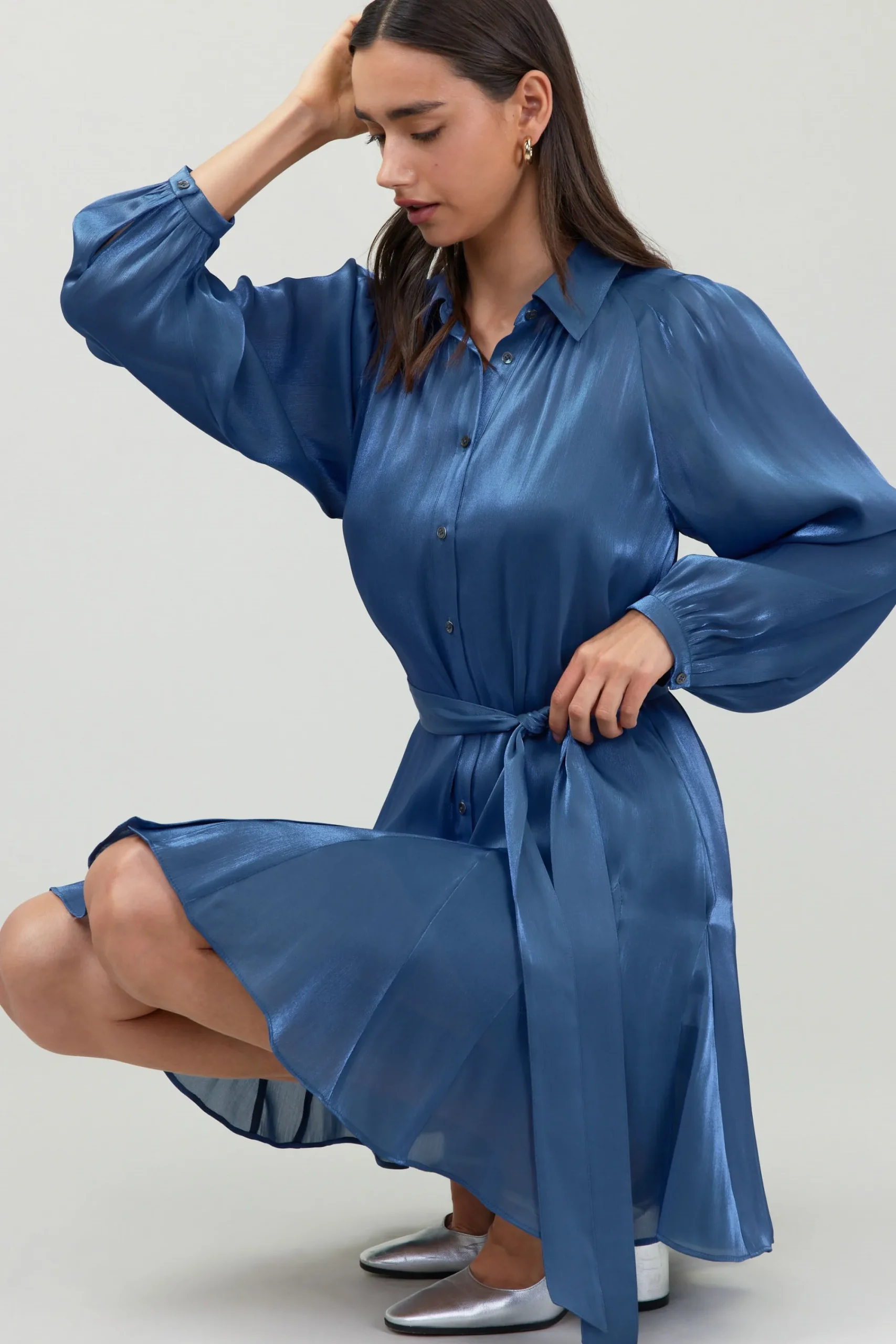 Current Air Mini Dresses-Carmel Lustrous Mini Dress MIDNIGHTBLUE