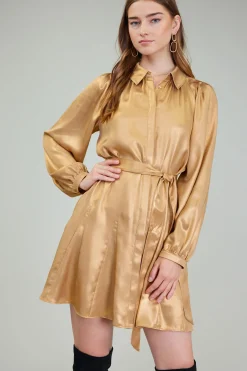 Current Air Mini Dresses-Carmel Metallic Mini Dress GOLD