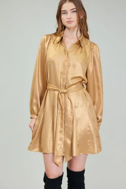 Current Air Mini Dresses-Carmel Metallic Mini Dress GOLD