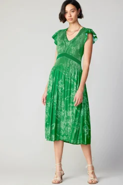 Current Air Midi Dresses-Carolina Pleated Skirt Midi Dress SPRINGGREEN