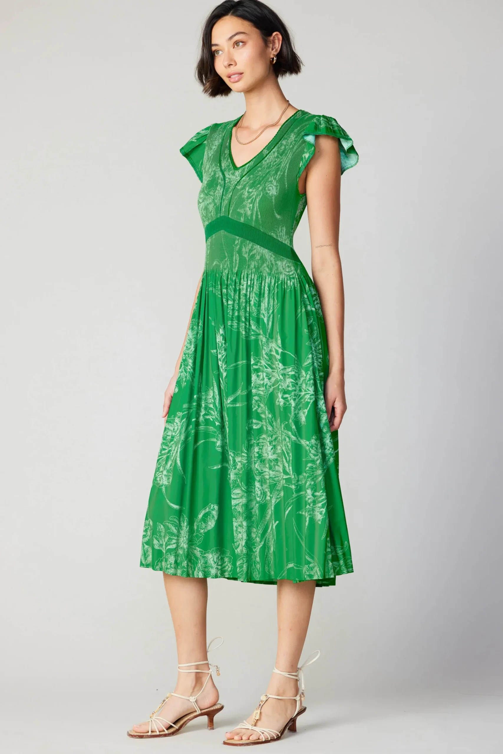 Current Air Midi Dresses-Carolina Pleated Skirt Midi Dress SPRINGGREEN