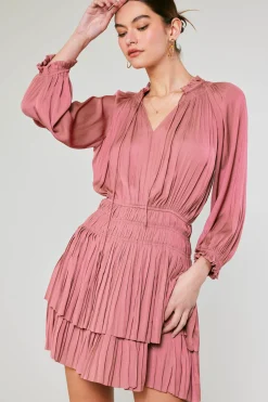 Current Air Mini Dresses-Cecile Smocked Mini Dress MAUVEBLUSH