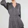 Current Air Mini Dresses-Cecile Smocked Mini Dress SLATECHARCOAL